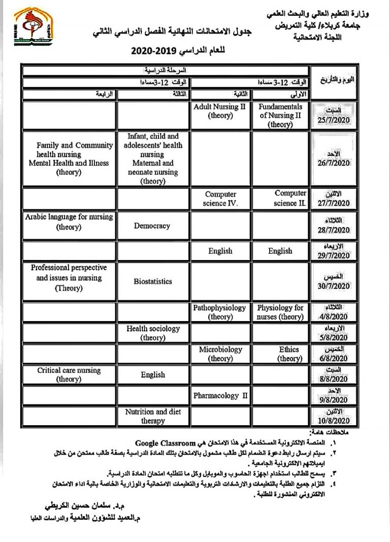 تنويه .. تم اجراء بعض التغيرات في الجدول الخاص بالمرحلتين الاولى والثالثة .. ضرورة الانتباه لذلك