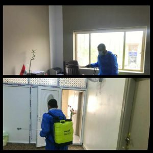 Read more about the article تعفير أروقة ومكاتب الكلية والقاعات الدراسية  والمختبرات العلمية في كلية التمريض