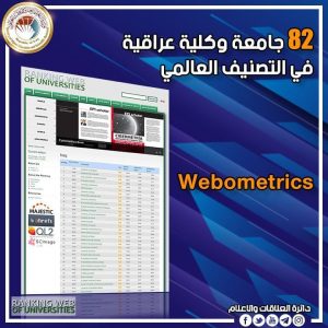 Read more about the article جامعة كربلاء تحصد مراتب متقدمة في تصنيف الويب ماتركس العالمي Webometrics بتسلسل (١١) محلياُ و(٣٤٩٩) عالمياً