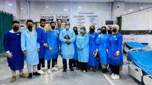 Read more about the article طلبة المرحلة الثانية الدراسة الصباحية أثناء التدريب العملي بمستشفى الحسيني ( طوارئ جراحية) مع أستاذ حيدر نواف الممرض الجامعي وأحد أساتذة التطبيق العملي في الكلية