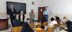 Read more about the article عميد كلية التمريض الأستاذ الدكتور علي كريم خضير الجبوري وبصحبته الأستاذ المساعد الدكتور سلمان حسين فارس الگريطي معاون العميد للشؤون العلمية والدراسات العليا يتفقدون سير الإمتحانات النهائية لطلبة المرحلة الأولى.